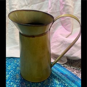 Rustic farmhouse decor galvanized pitcher 9” tall